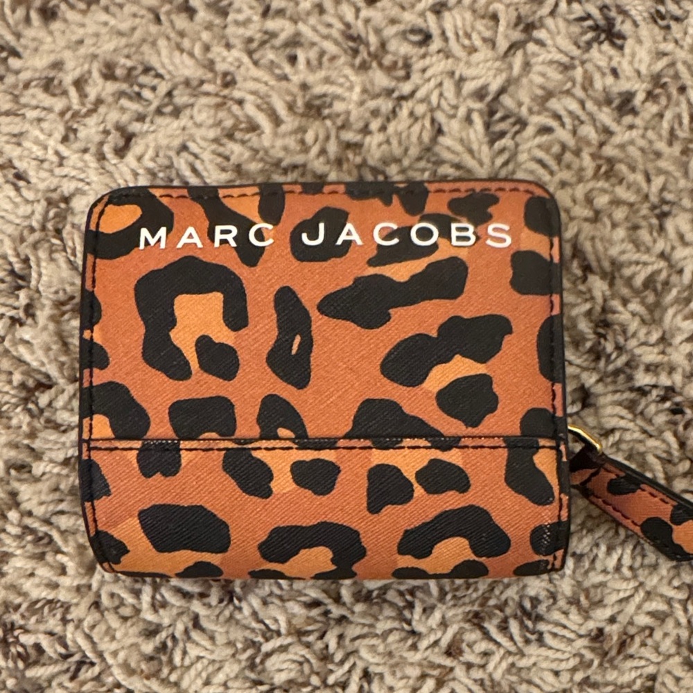 Marc Jacobs Orange and Black Animal Print Wallet